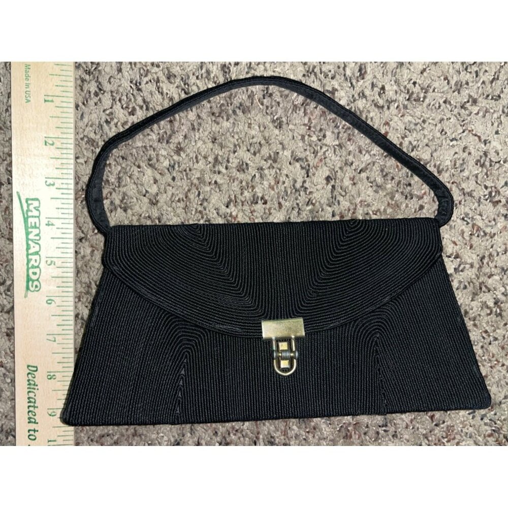 Vintage Annette Cordé Handbag Black Small Evening Bag Used 1940s Style - Picture 9 of 15